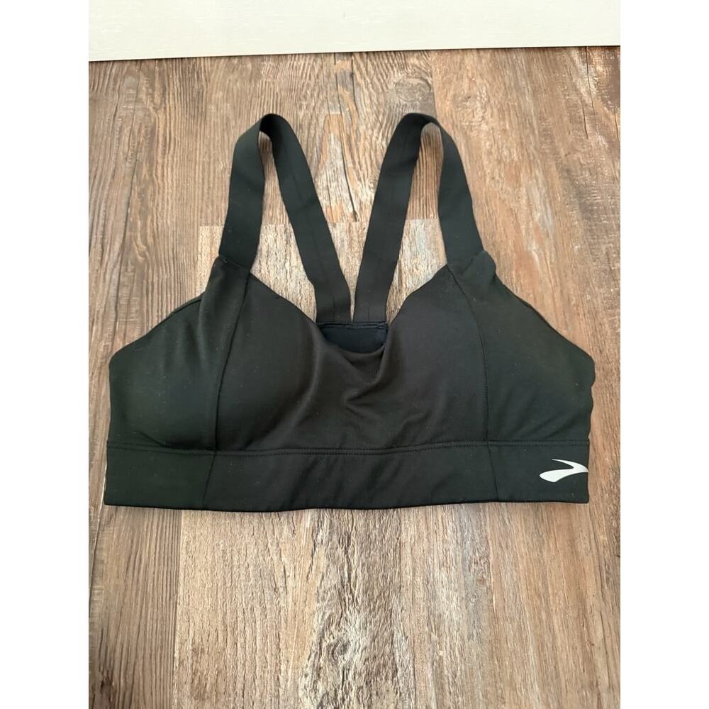 Brooks women’s padded Black racerback Sports Bra Sz Small EUC